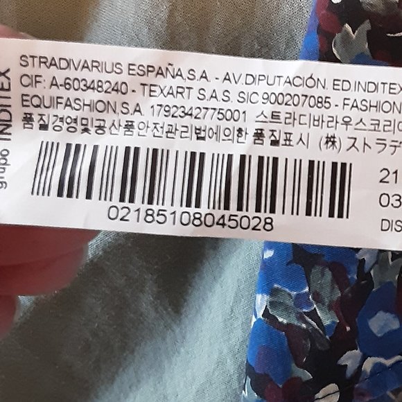 Stradivarius Blue Floral Blouse, Statement Sleeves, Tie at Collar NWOT Small - Picture 15 of 16